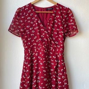 Madewell red daisy wrap dress, size 2